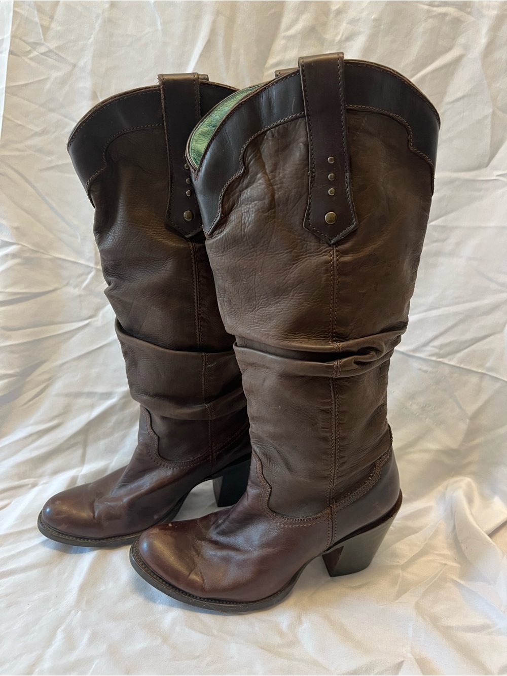 Corral Brown Leather Slouch Knee High Heeled Cowboy Boots Size Women’s 7